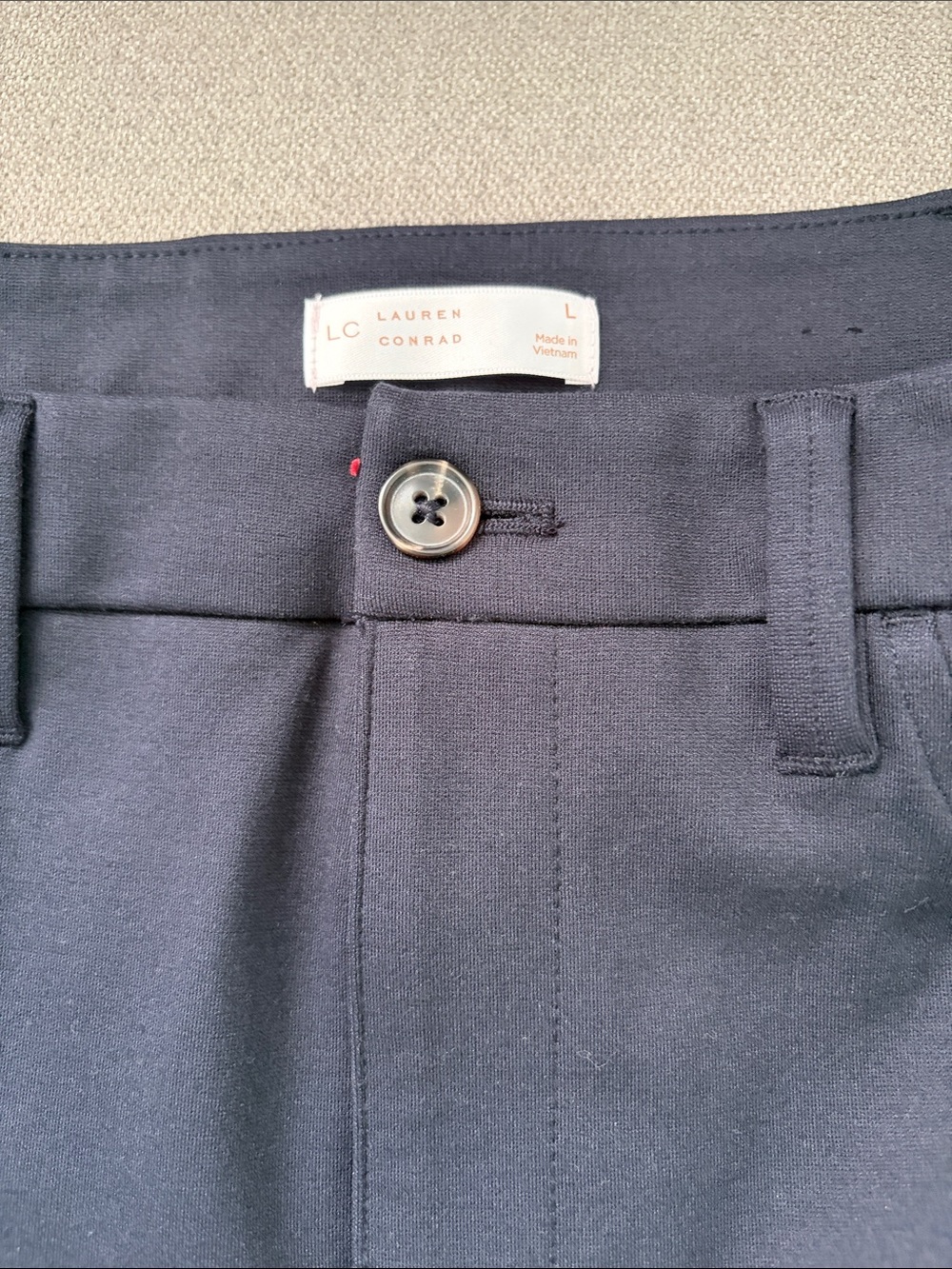 LC Lauren Conrad Dark Navy High-Rise Straight Trousers